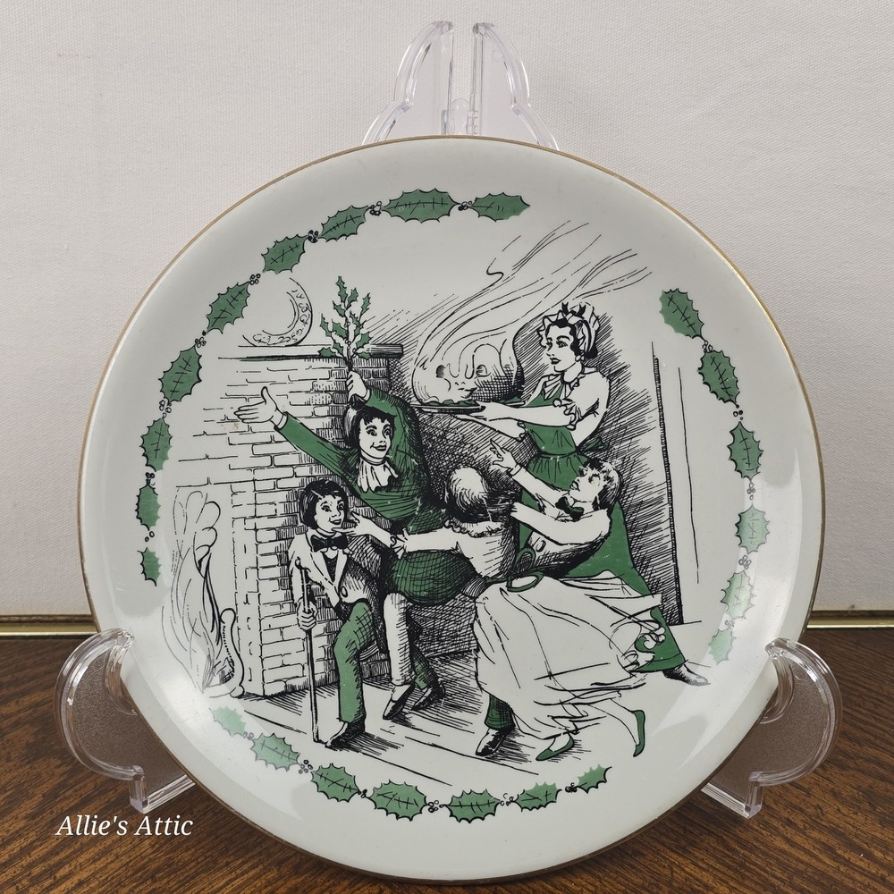 Christmas Cookie Sharing Plate Plum Pudding Shenango Charles‎ Dickens Vtg 1961